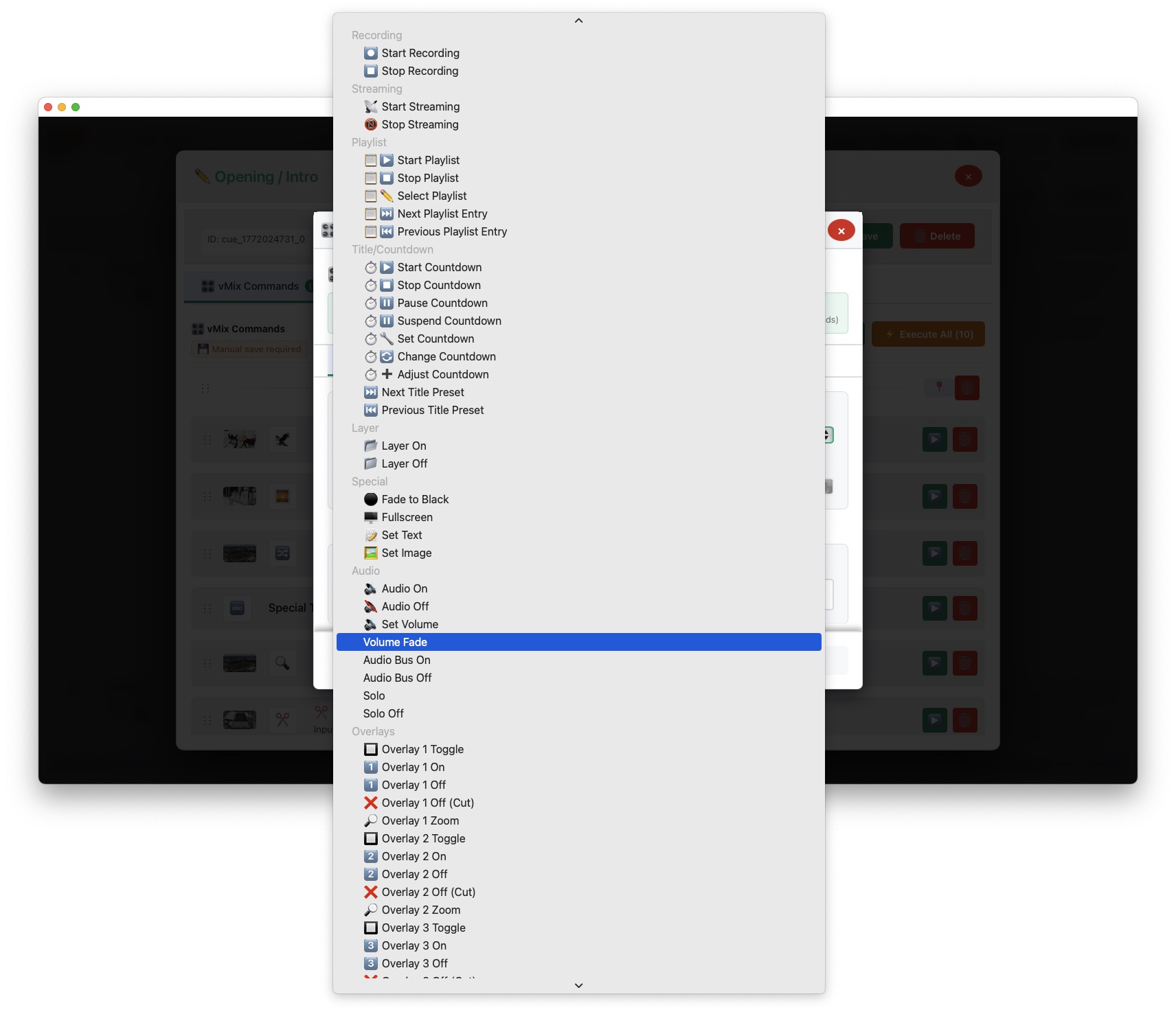 Cue Editor Add Command dropdown Part 1