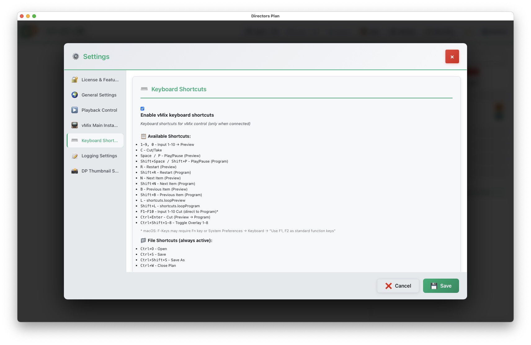 Settings Keyboard shortcuts