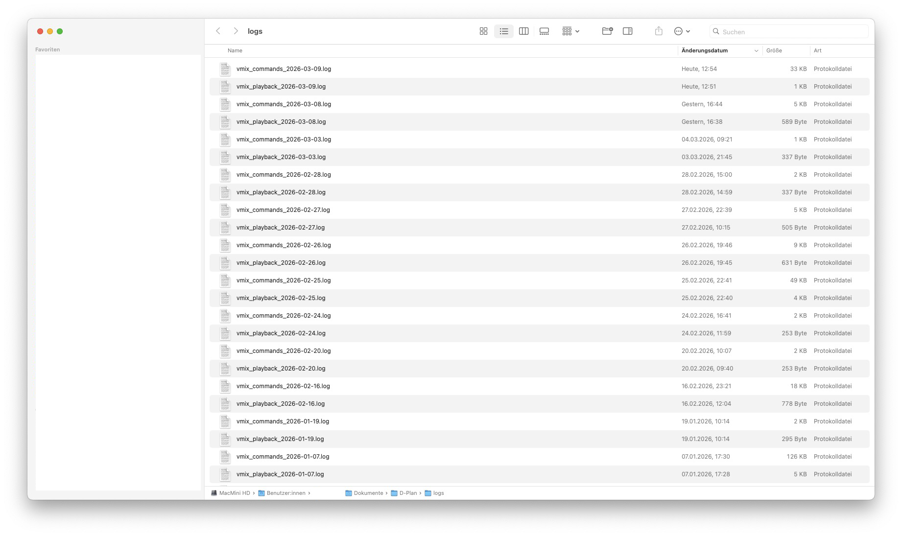 Log folder with daily files