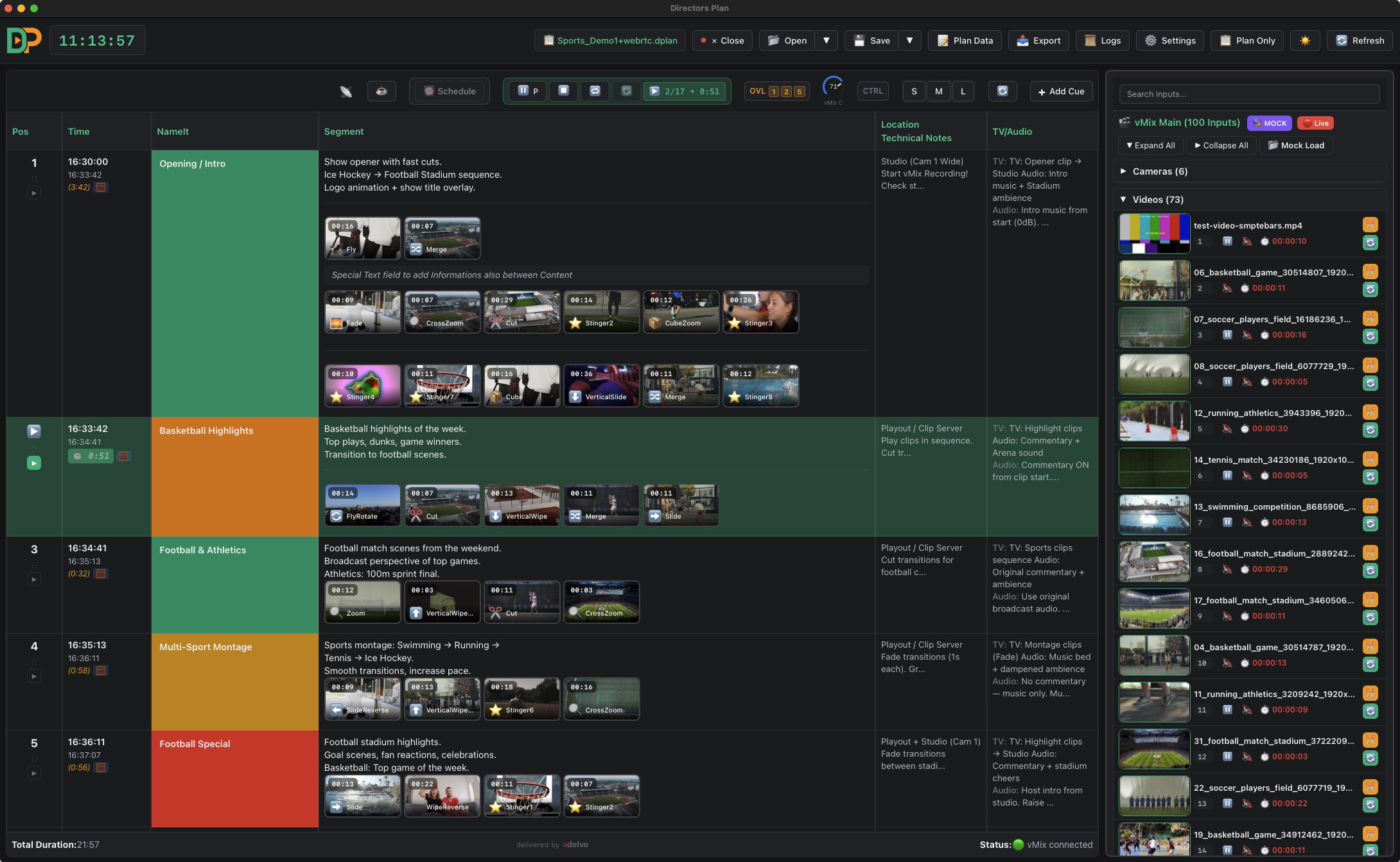 Directors Plan v1.42.194 timeline with the new Web Controller