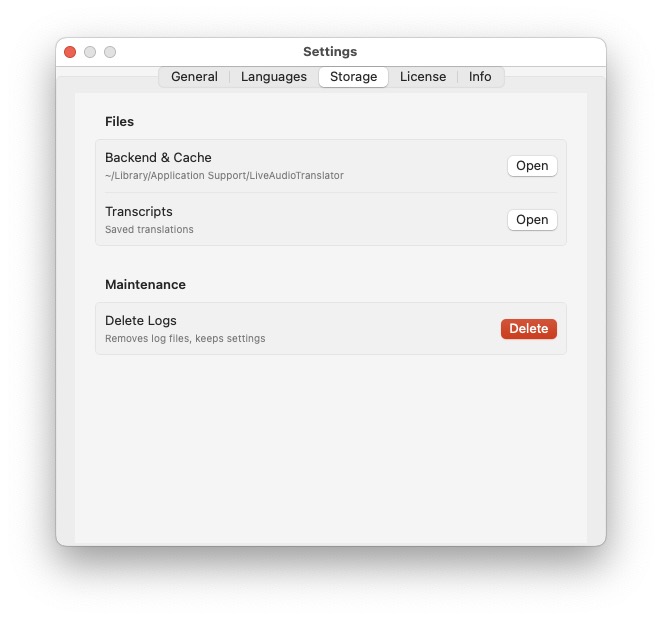 LLT Settings — Storage management for AI models